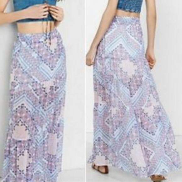 Express NWT Boho Hippie Soft Girl tiered flowy maxi skirt medium - Picture 11 of 11